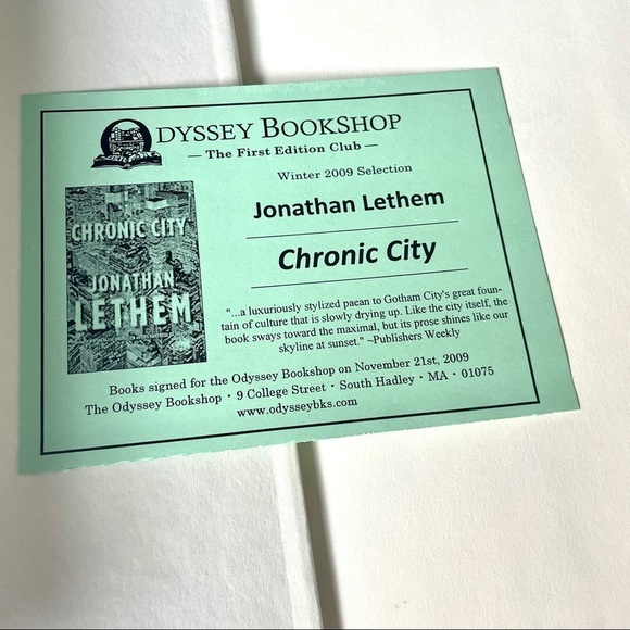 Signed Hardcover Copy Chronic City Jonathan Lethem - Picture 3 of 8